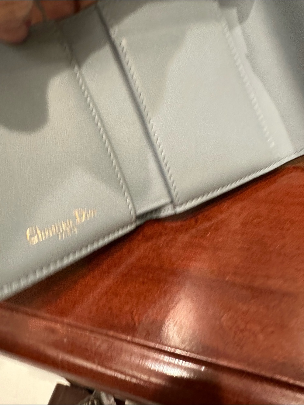Christian Dior Saddle Lotus Wallet Gray Calfskin Gold D Hardware Compact Wallet - Picture 7 of 13
